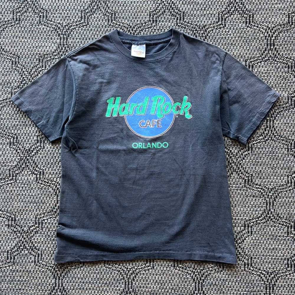 Vintage Hard Rock Cafe T-Shirt Mens Large Black Orlando Faded Smoky USA 90s